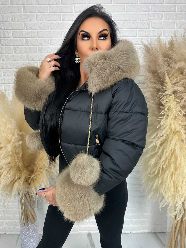 Kurtka zimowa CHICA PUFF - krótka kurtka z odpinanym futerkiem