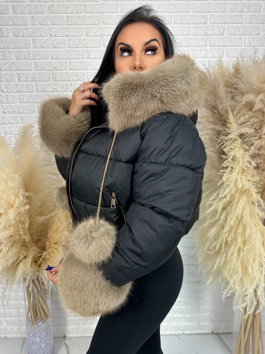 Kurtka zimowa CHICA PUFF - krótka kurtka z odpinanym futerkiem