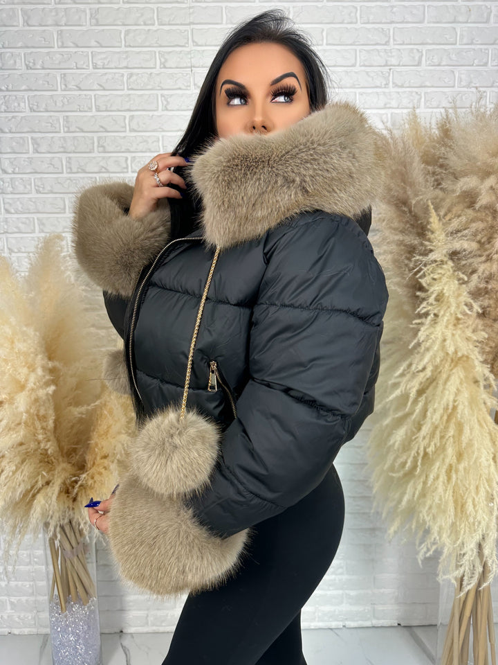 Kurtka zimowa CHICA PUFF - krótka kurtka z odpinanym futerkiem