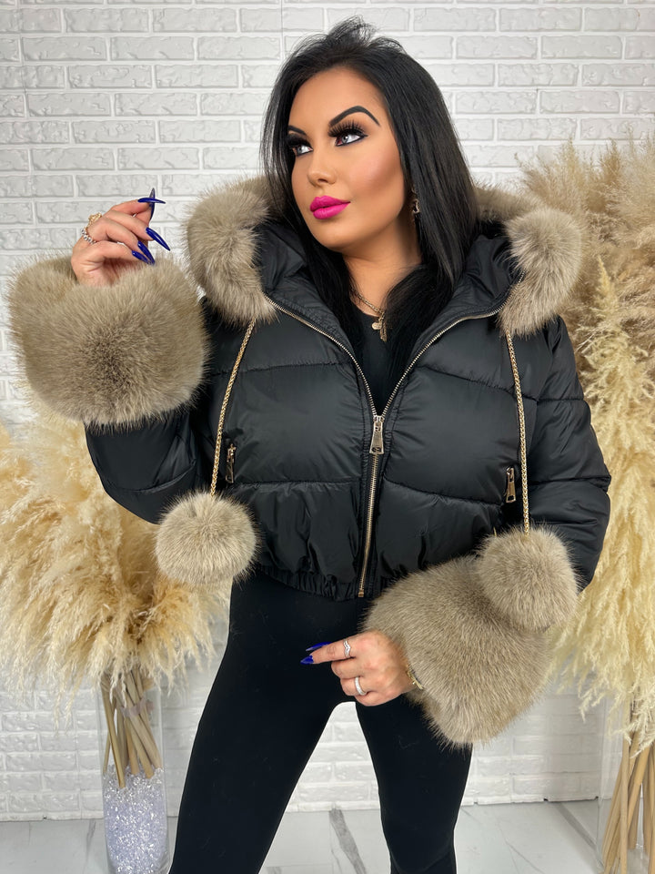 Kurtka zimowa CHICA PUFF - krótka kurtka z odpinanym futerkiem