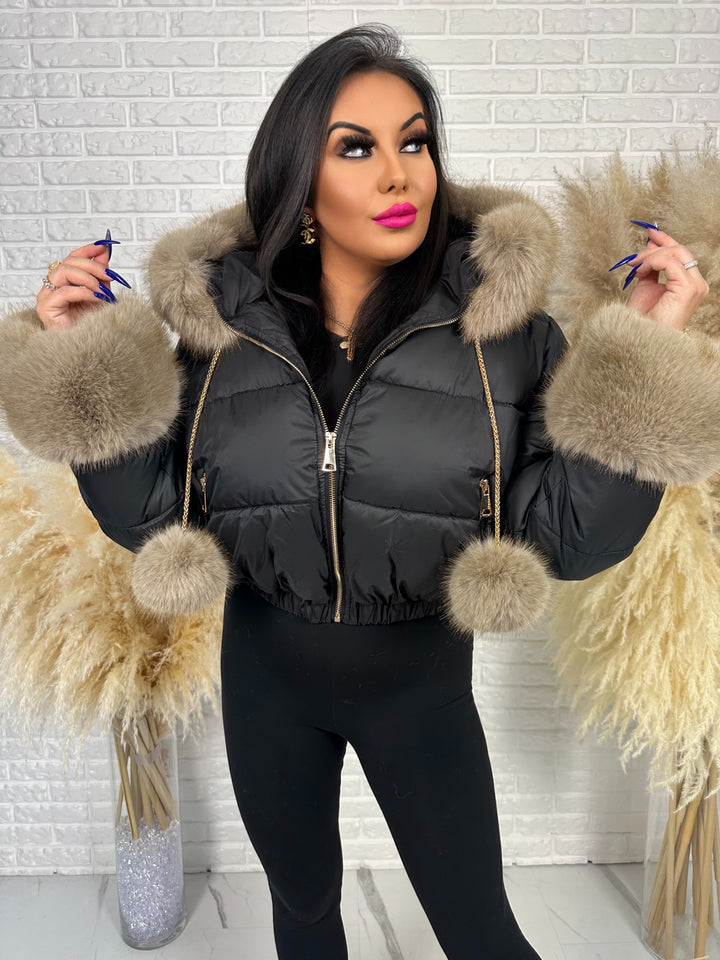 Kurtka zimowa CHICA PUFF - krótka kurtka z odpinanym futerkiem