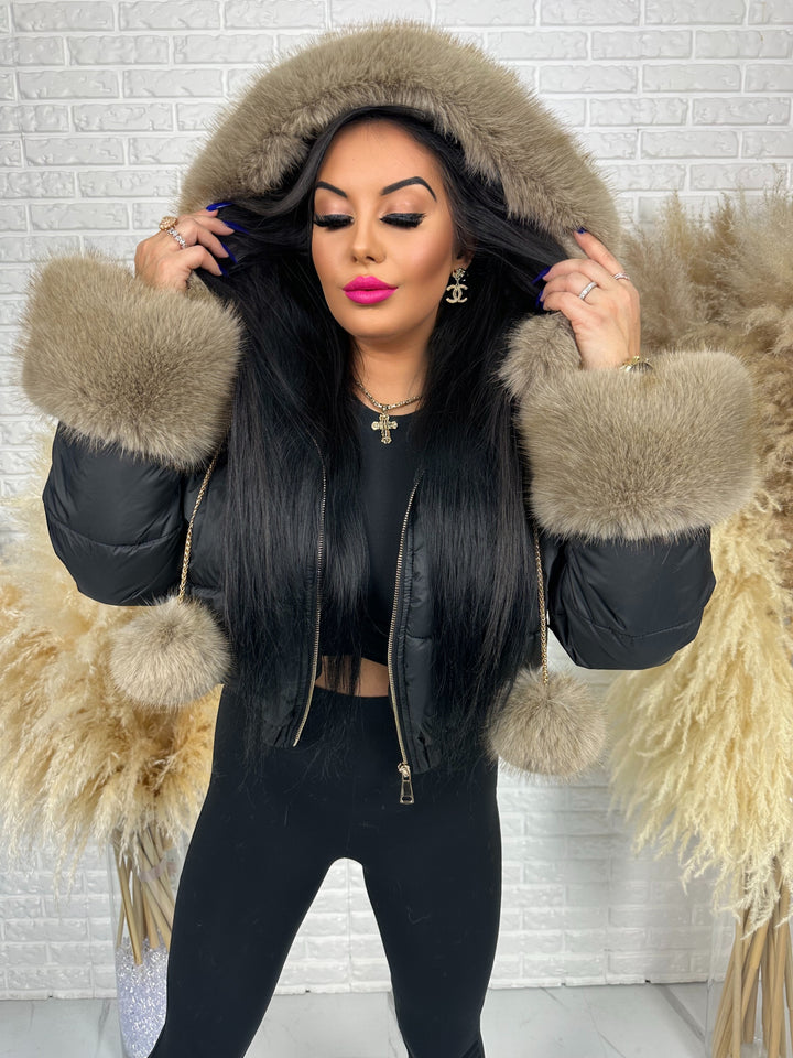 Kurtka zimowa CHICA PUFF - krótka kurtka z odpinanym futerkiem