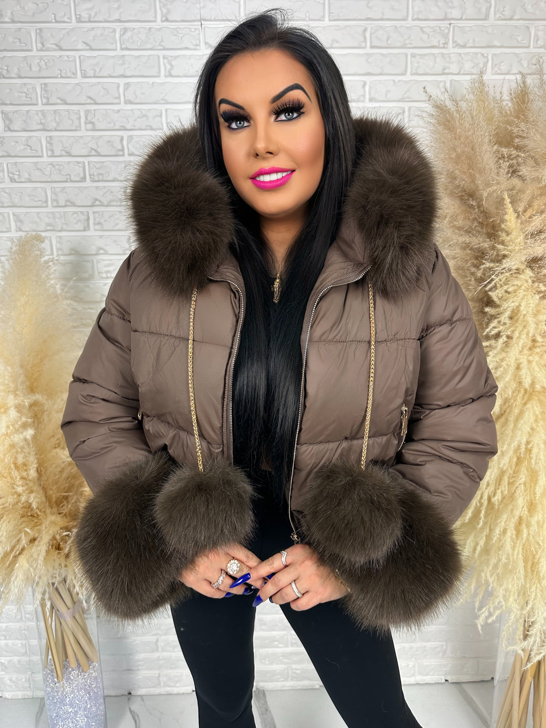 Kurtka zimowa CHICA PUFF - krótka kurtka z odpinanym futerkiem