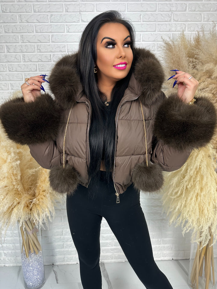 Kurtka zimowa CHICA PUFF - krótka kurtka z odpinanym futerkiem