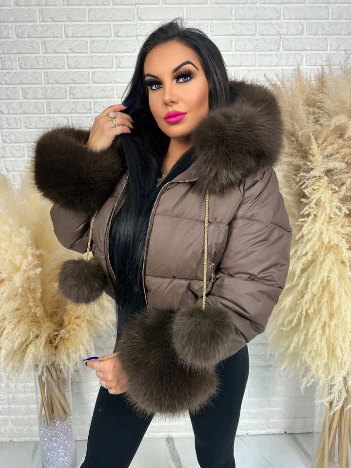 Kurtka zimowa CHICA PUFF - krótka kurtka z odpinanym futerkiem