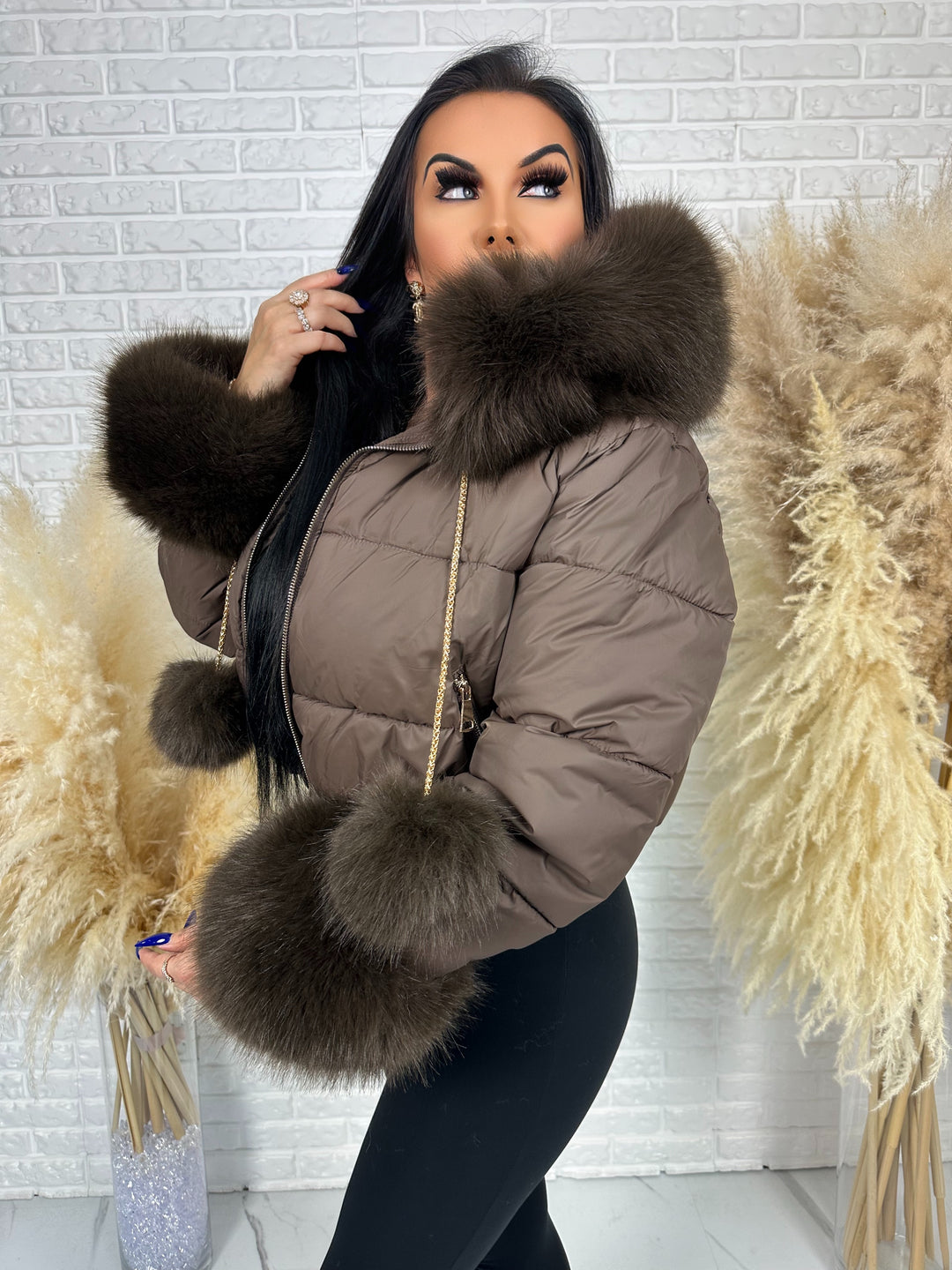 Kurtka zimowa CHICA PUFF - krótka kurtka z odpinanym futerkiem