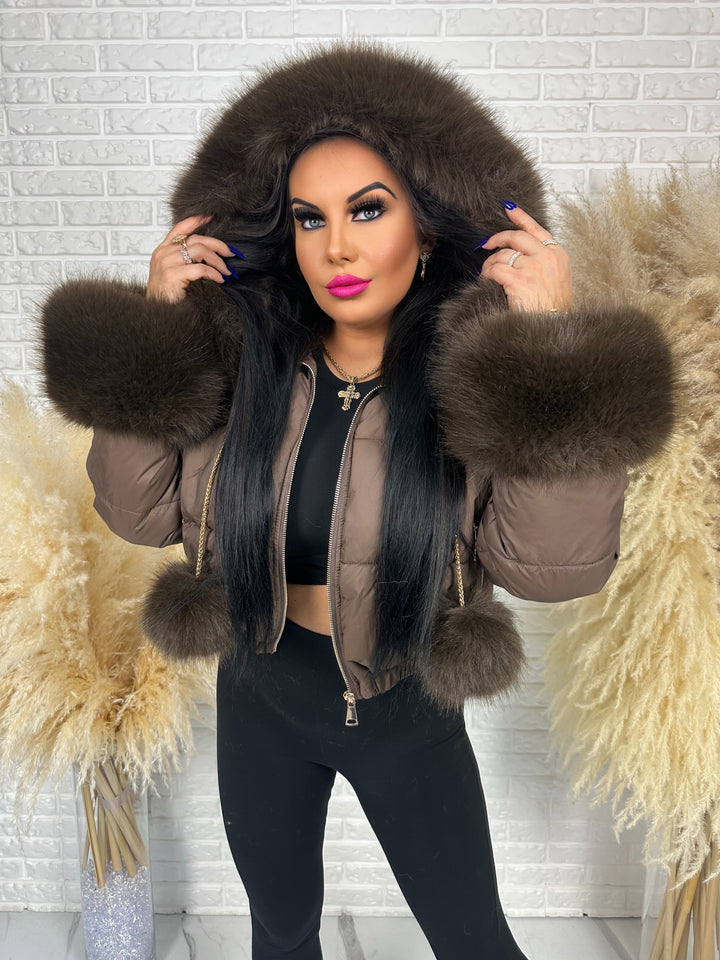 Kurtka zimowa CHICA PUFF - krótka kurtka z odpinanym futerkiem