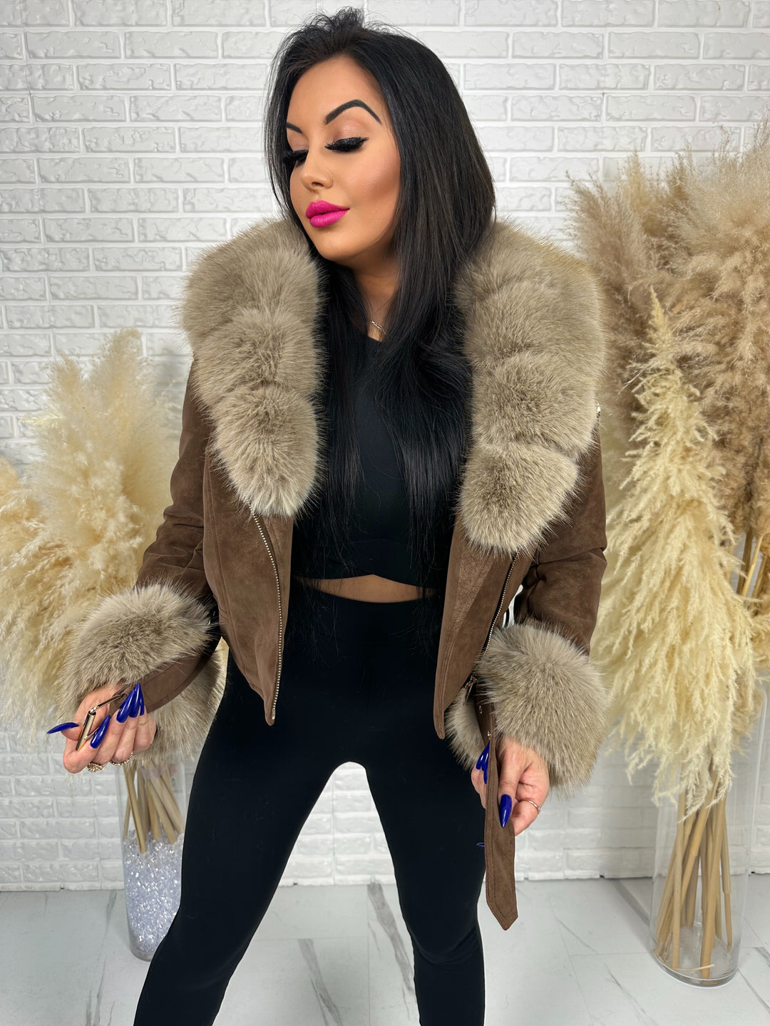 Kurtka jesienno-zimowa LUNA FUR - ocieplana w środku kożuszkiem z futerkiem