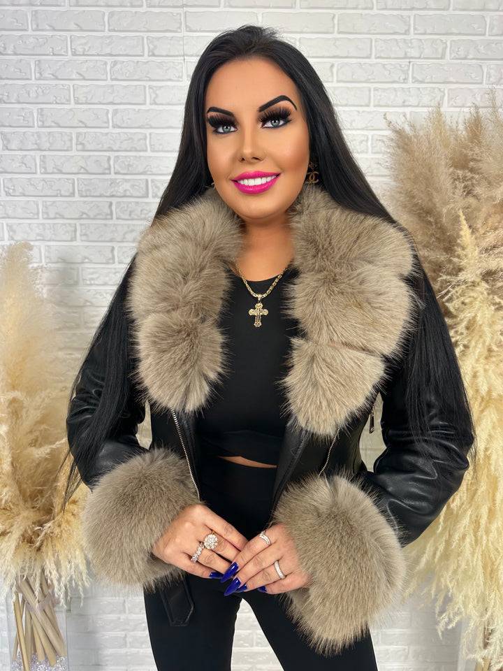 Kurtka PAMELA - jesieno/zimowa ocielpnana kożuszkiem, futerko odpinane