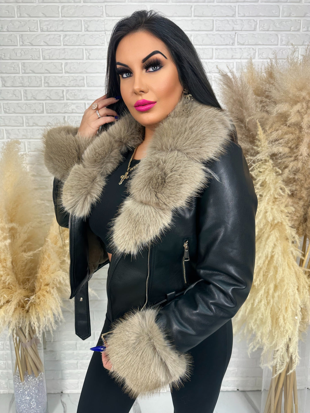 Kurtka PAMELA - jesieno/zimowa ocielpnana kożuszkiem, futerko odpinane