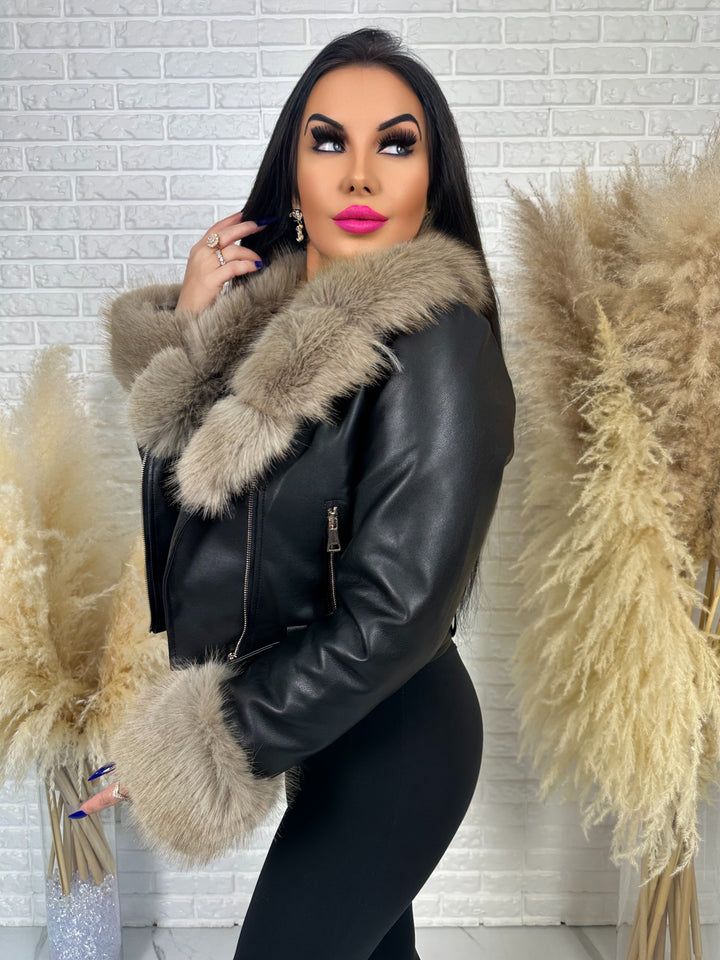 Kurtka PAMELA - jesieno/zimowa ocielpnana kożuszkiem, futerko odpinane