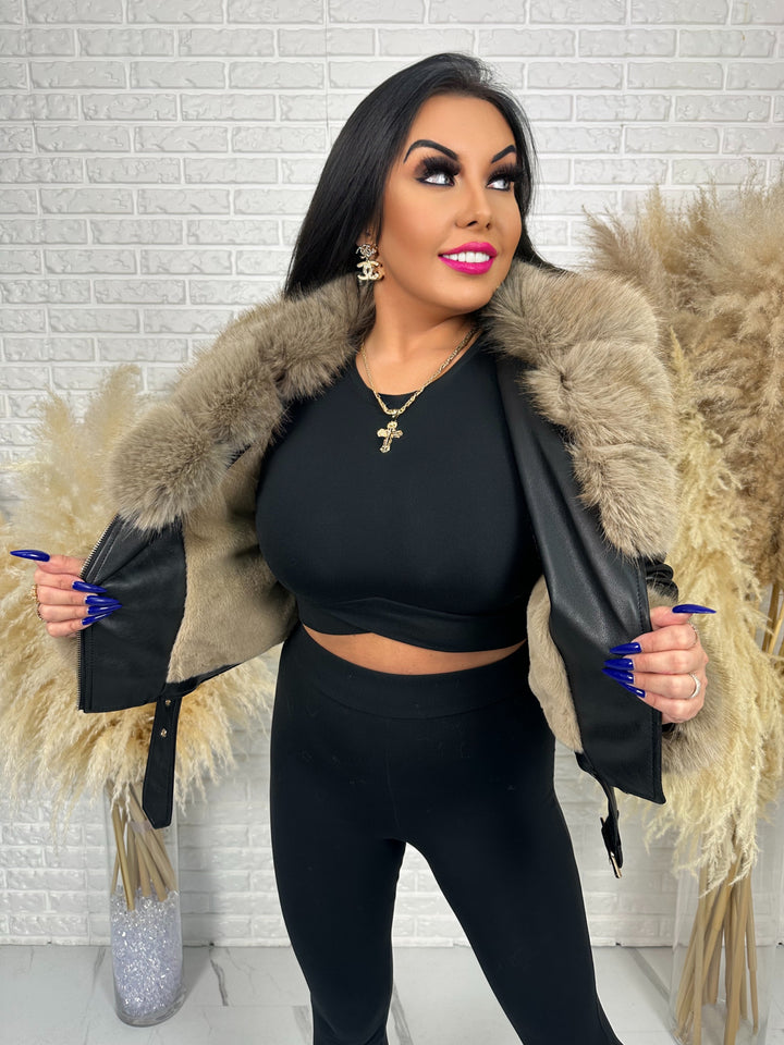 Kurtka PAMELA - jesieno/zimowa ocielpnana kożuszkiem, futerko odpinane