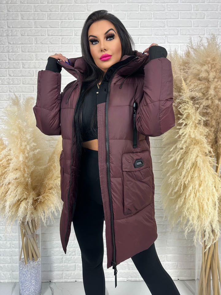 Kurtka FEMINA - długa, bardzo ciepła z szelkami wewnątrz kurtki