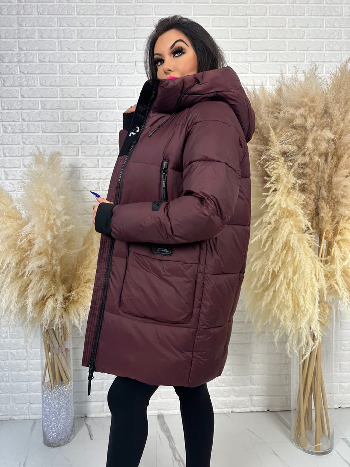 Kurtka FEMINA - długa, bardzo ciepła z szelkami wewnątrz kurtki