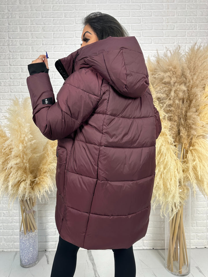 Kurtka FEMINA - długa, bardzo ciepła z szelkami wewnątrz kurtki