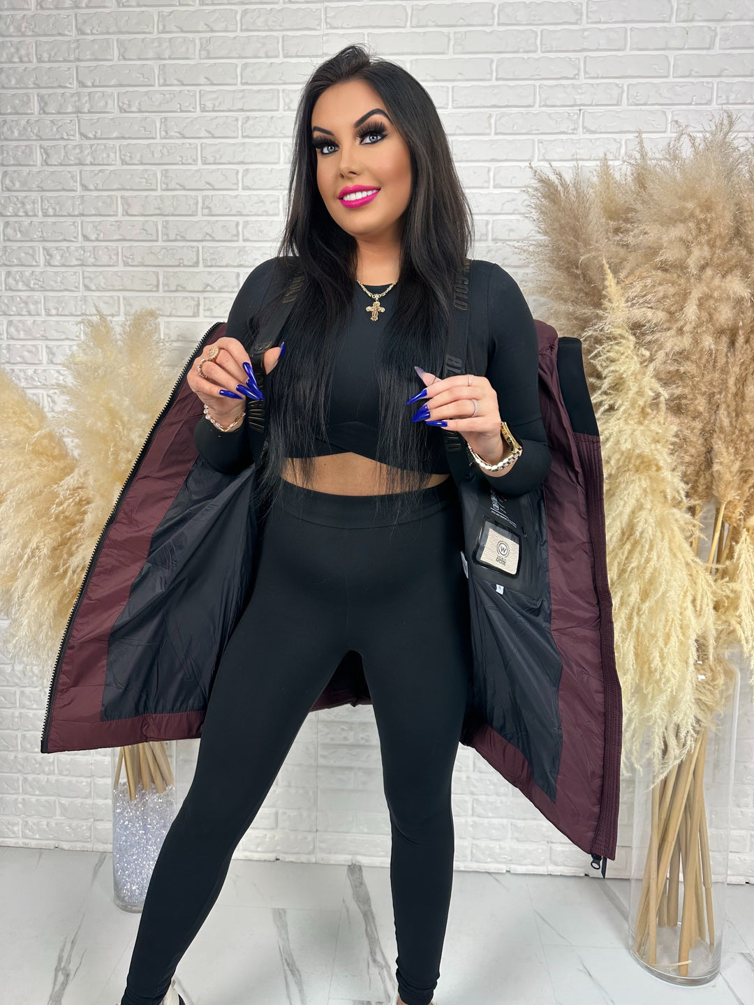 Kurtka FEMINA - długa, bardzo ciepła z szelkami wewnątrz kurtki