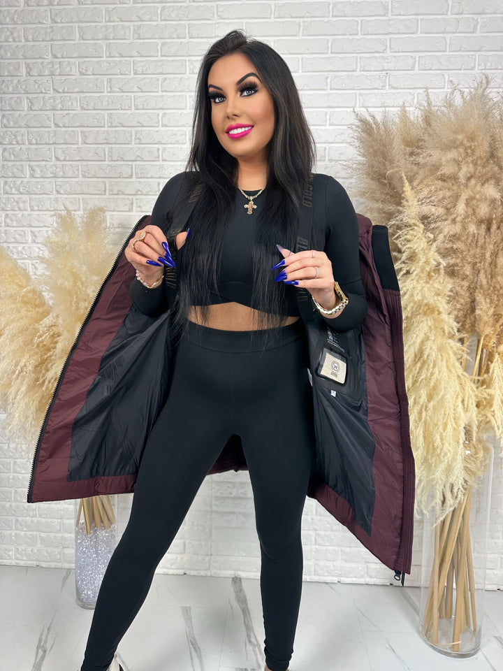 Kurtka FEMINA - długa, bardzo ciepła z szelkami wewnątrz kurtki