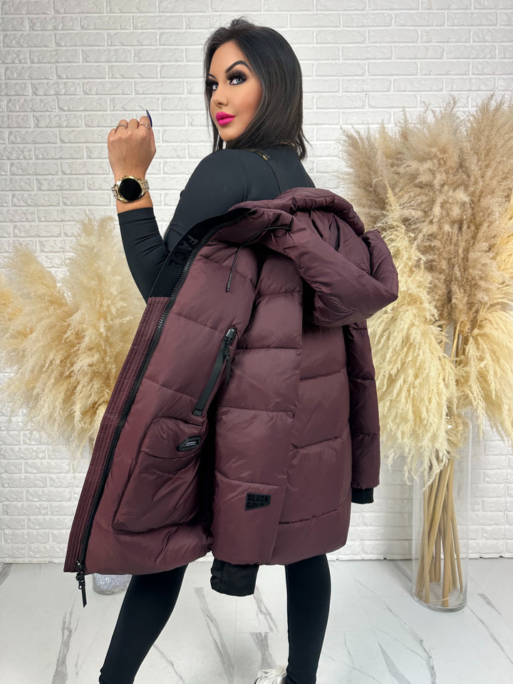 Kurtka FEMINA - długa, bardzo ciepła z szelkami wewnątrz kurtki