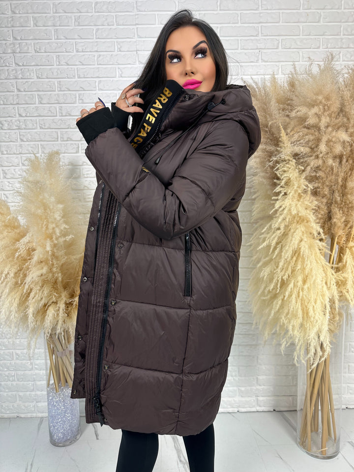 Kurtka MANTIA GOLD - długa, bardzo ciepła, zimowa z szelkami w środku