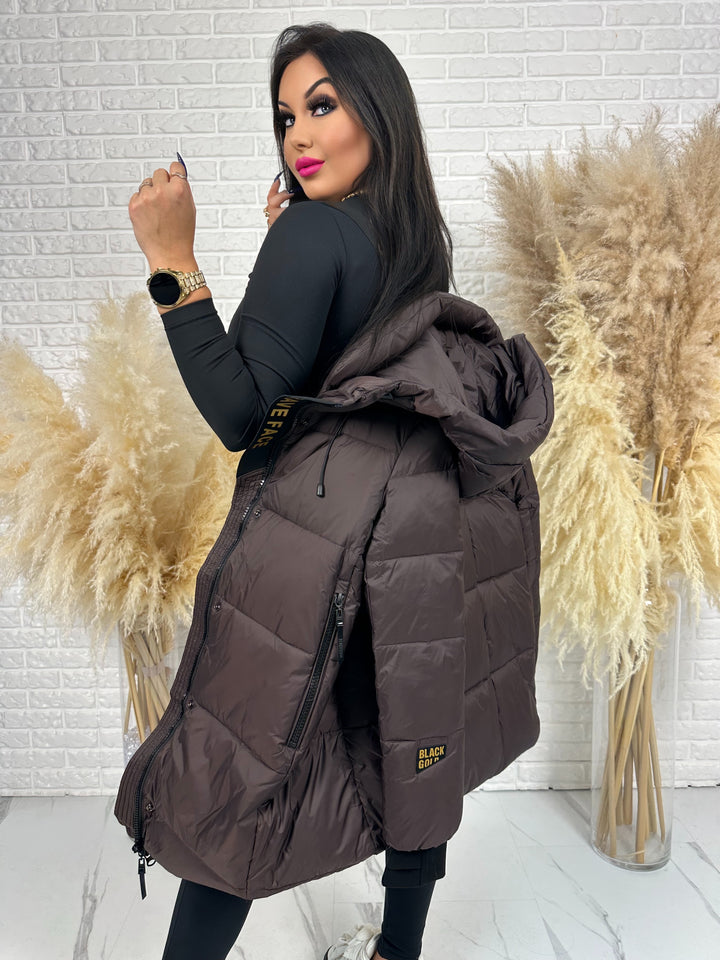 Kurtka FEMINA - długa, bardzo ciepła z szelkami wewnątrz kurtki