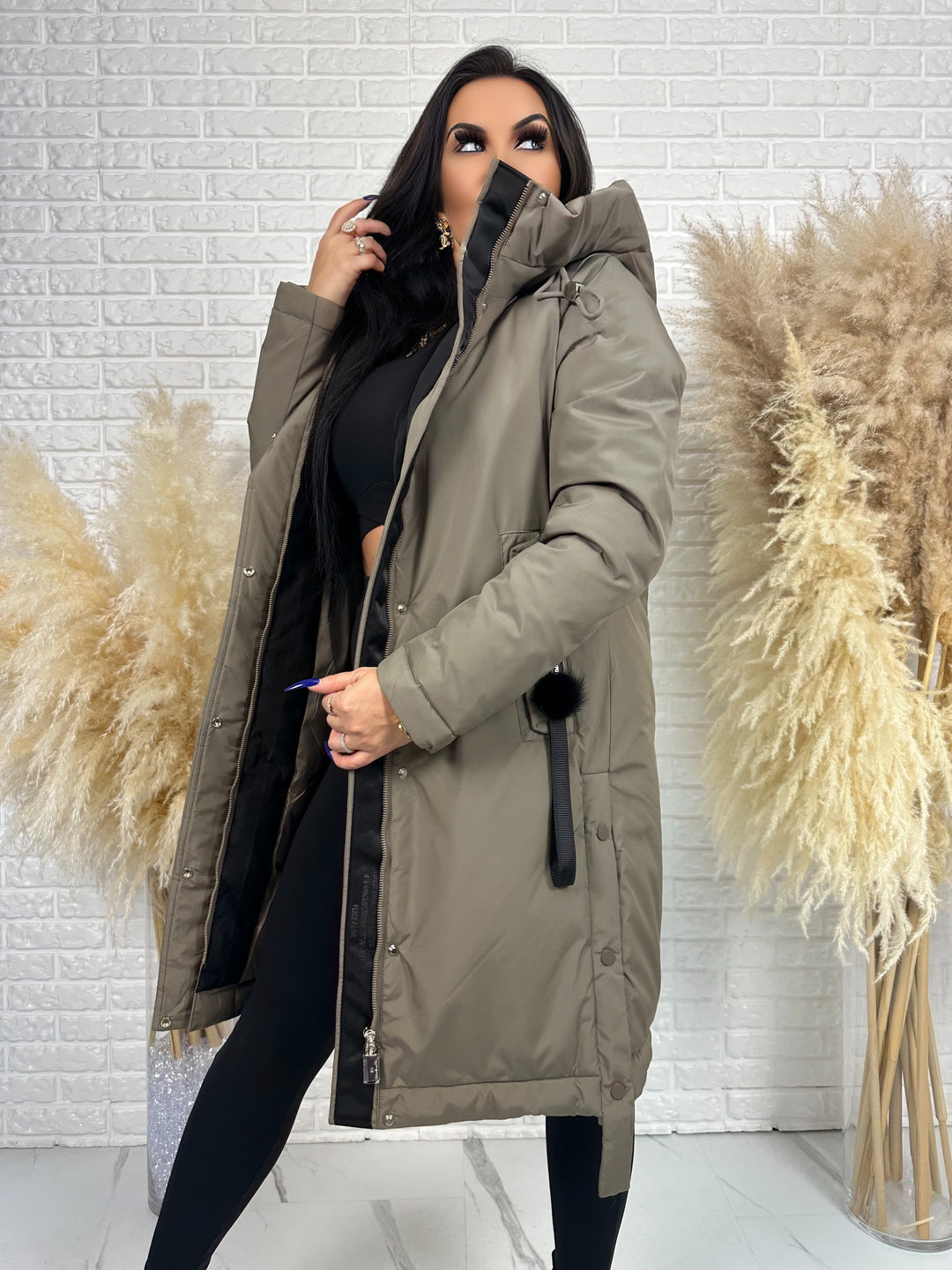 Długa kurtka MANTIA - bardzo ciepła, zimowa z kapturem