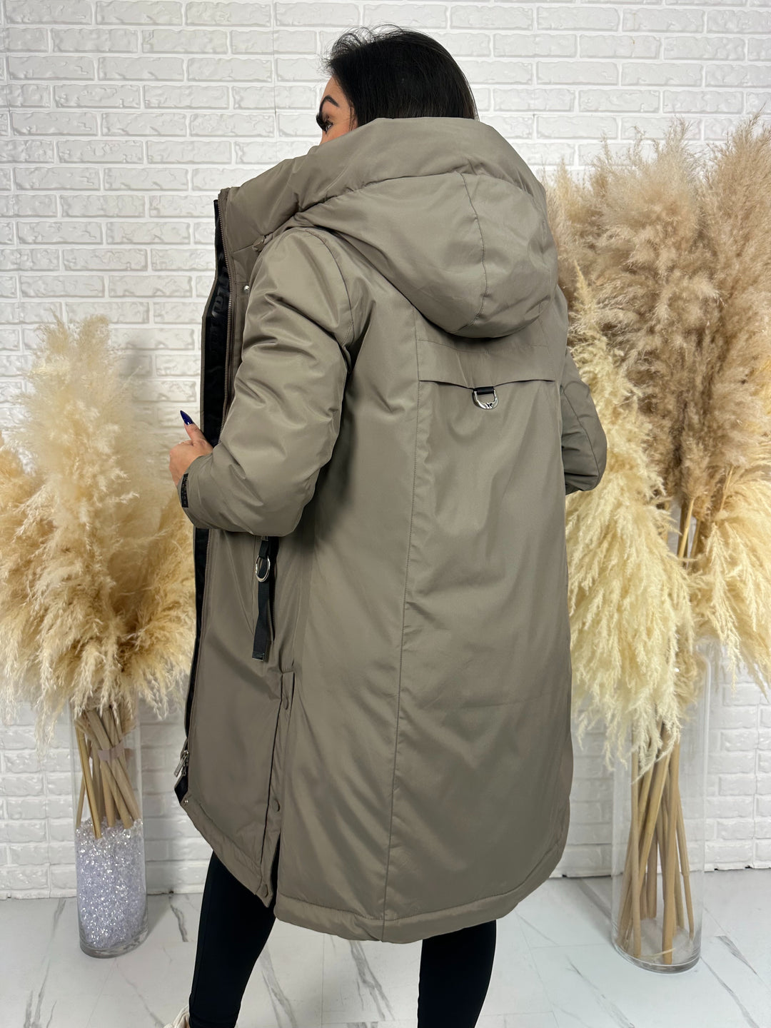 Długa kurtka MANTIA - bardzo ciepła, zimowa z kapturem