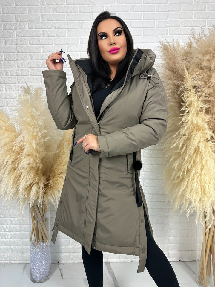 Długa kurtka MANTIA - bardzo ciepła, zimowa z kapturem