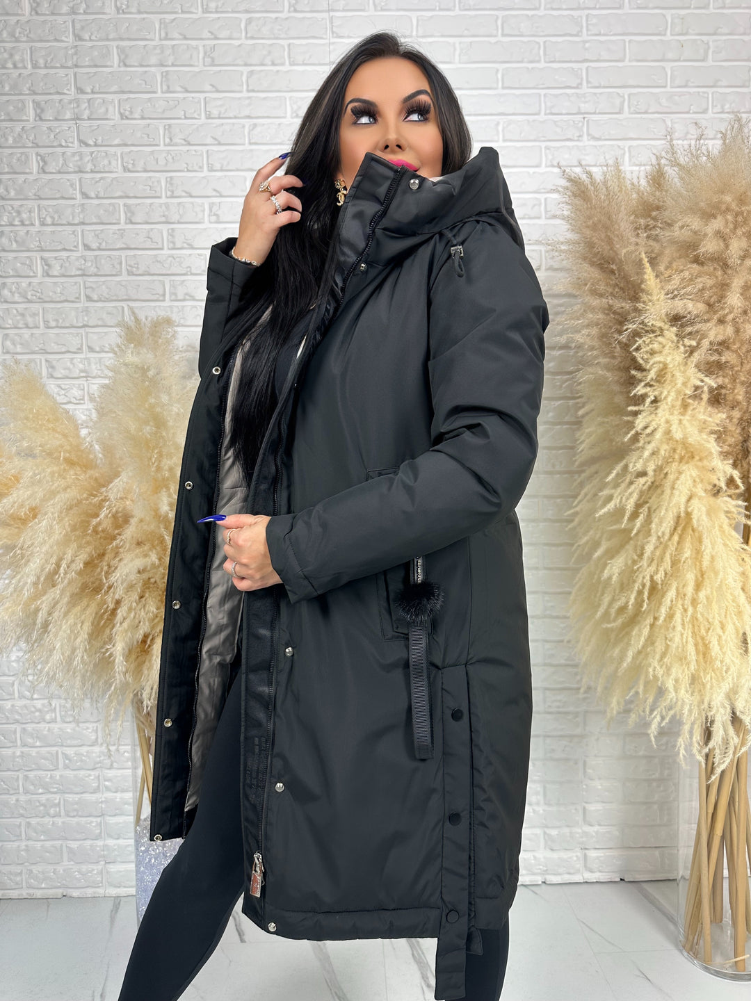 Długa kurtka MANTIA - bardzo ciepła, zimowa z kapturem