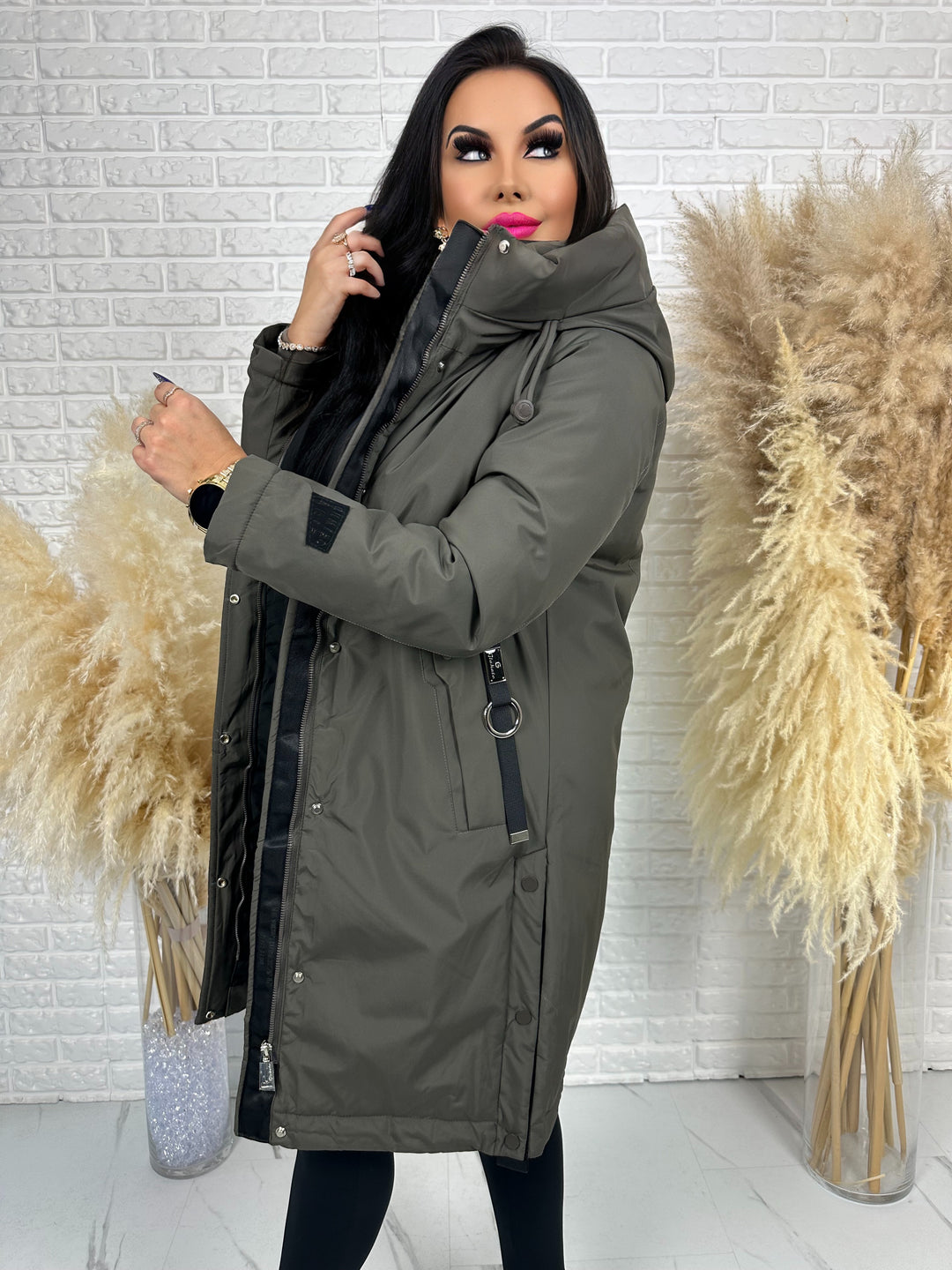 Długa kurtka MANTIA - bardzo ciepła, zimowa z kapturem