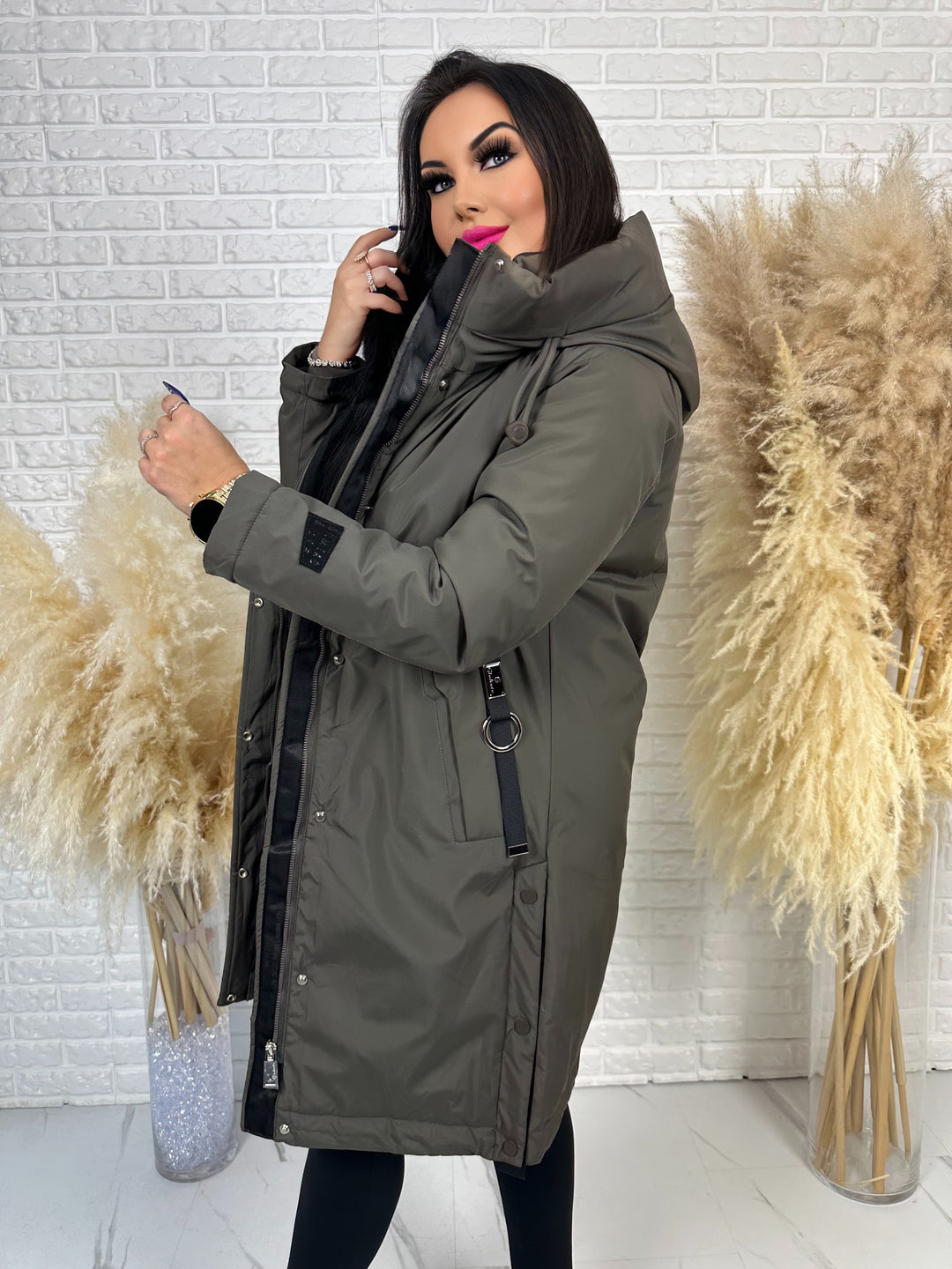 Długa kurtka MANTIA - bardzo ciepła, zimowa z kapturem