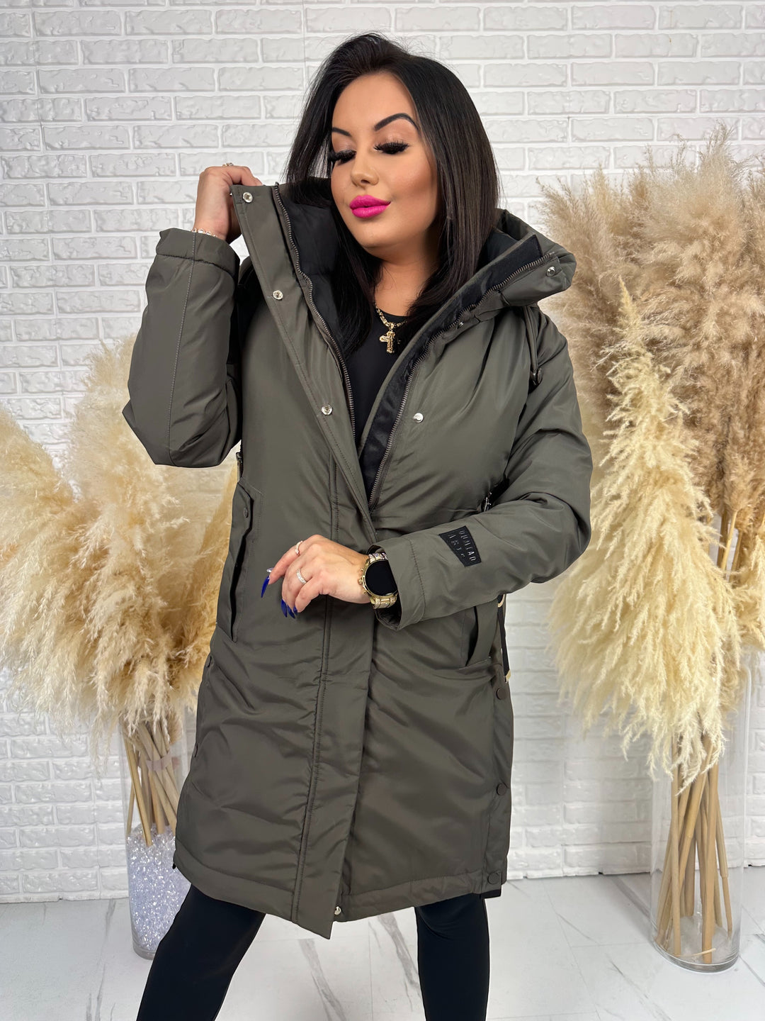 Długa kurtka MANTIA - bardzo ciepła, zimowa z kapturem