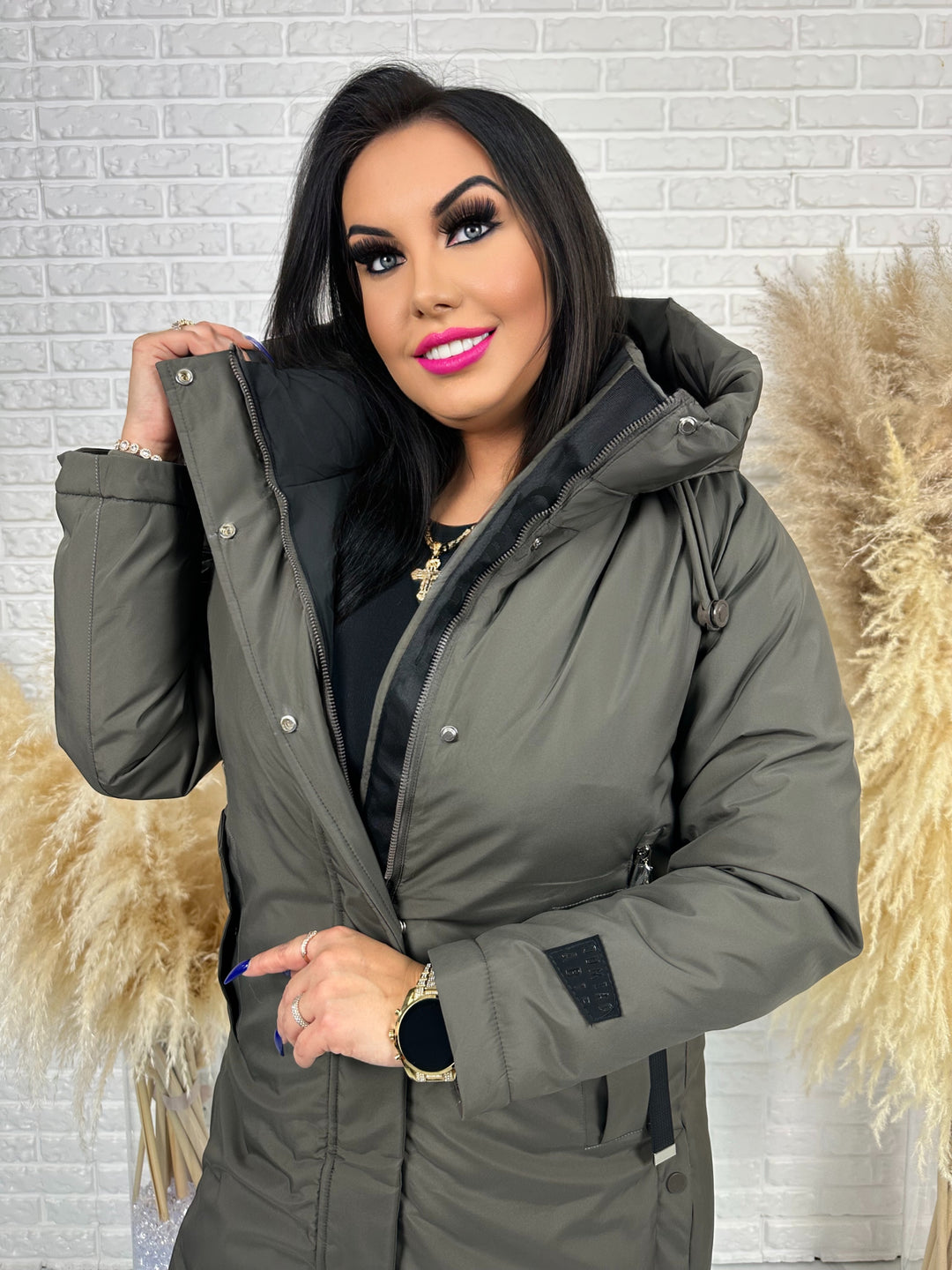 Długa kurtka MANTIA - bardzo ciepła, zimowa z kapturem